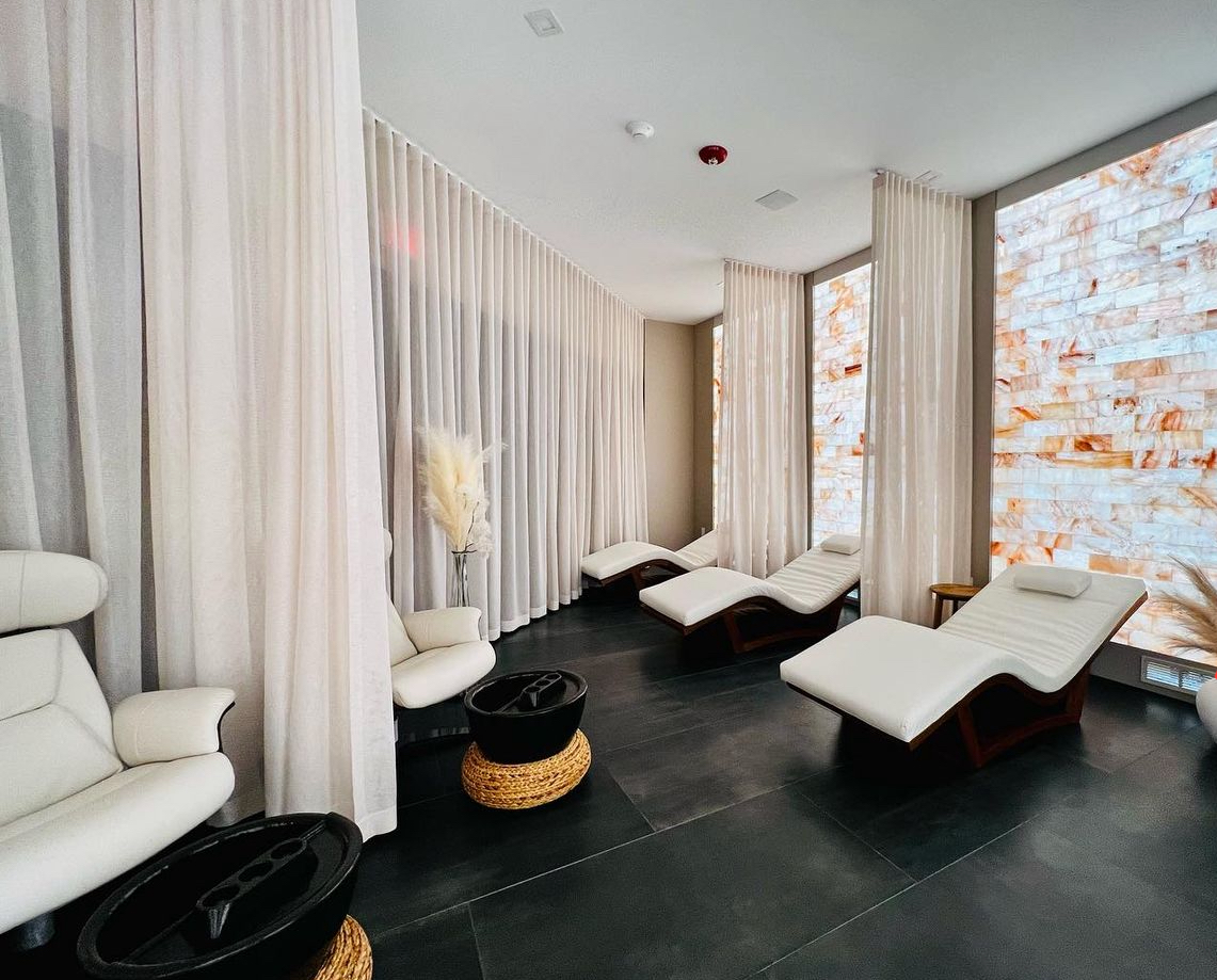 Linen sheer panels for Spa